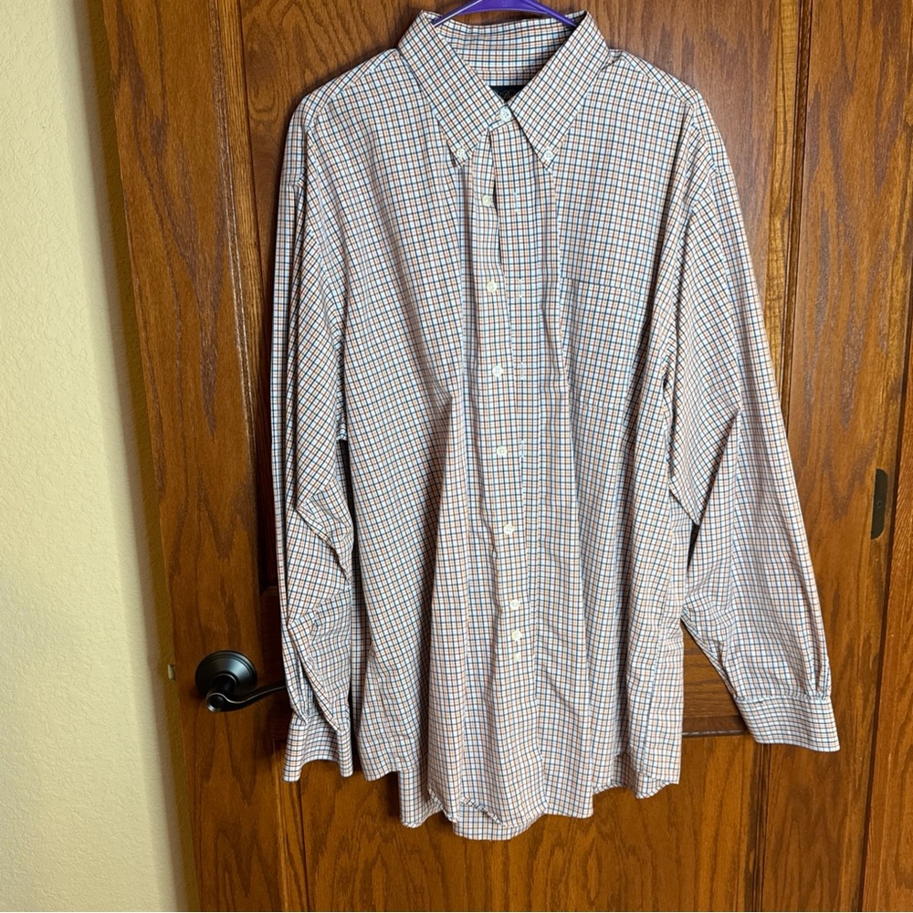 Brooks Brothers Men's Checkered Shirt - Brown and White